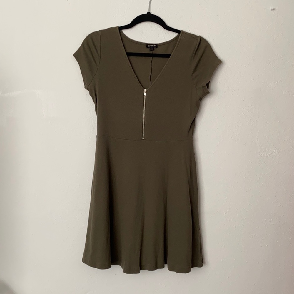 Express Olive Green Skater Dress
